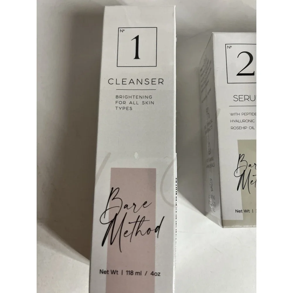 Bare Method Skincare Bundle 4Step Facial Kit Cleanser Serum Moisturizer Mask NEW